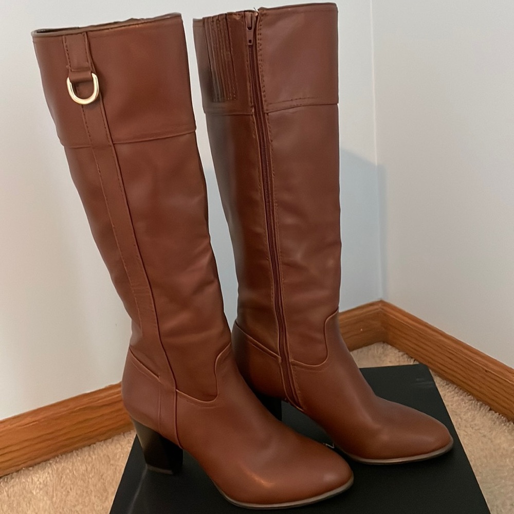 Brown leather boots